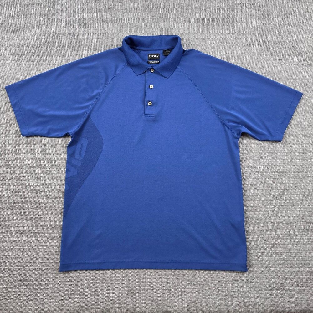 Ping Collection Golf Shirt Mens L Blue Dry Fiber Dynamics Polo UV performance